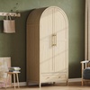 image:imageVINGLI Wardrobe Closet with 2 Doors and 2 Drawers 72 H Wardrobe Cabinet Closet Freestanding Clothing Storage Cabinet Wooden White Bedroom Armoire Combination for Hanging ClothesOak