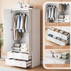 image:imageVINGLI Wardrobe Closet with 2 Doors and 2 Drawers 72 H Wardrobe Cabinet Closet Freestanding Clothing Storage Cabinet Wooden White Bedroom Armoire Combination for Hanging ClothesWhite