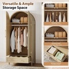image:imageVINGLI Wardrobe Closet with 2 Doors and 2 Drawers 72 H Wardrobe Cabinet Closet Freestanding Clothing Storage Cabinet Wooden White Bedroom Armoire Combination for Hanging ClothesOak