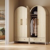 image:imageVINGLI Wardrobe Closet with 2 Doors and 2 Drawers 72 H Wardrobe Cabinet Closet Freestanding Clothing Storage Cabinet Wooden White Bedroom Armoire Combination for Hanging ClothesOak