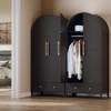 image:imageVINGLI Wardrobe Closet with 2 Doors and 2 Drawers 72 H Wardrobe Cabinet Closet Freestanding Clothing Storage Cabinet Wooden White Bedroom Armoire Combination for Hanging ClothesBlack