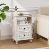 image:imageVINGLI White Nightstand with Charging Station 287 Tall Night Stand French Country Nightstand for Bedroom Bedside Table White Vintage with Solid Wood Legs 1417 D x 1969 W x 2874 H1969W x 1417D x 2874H