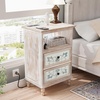 image:imageVINGLI White Nightstand with Charging Station 287 Tall Night Stand French Country Nightstand for Bedroom Bedside Table White Vintage with Solid Wood Legs 1417 D x 1969 W x 2874 H1969W x 1417D x 2874H