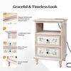 image:imageVINGLI White Nightstand with Charging Station 287 Tall Night Stand French Country Nightstand for Bedroom Bedside Table White Vintage with Solid Wood Legs 1417 D x 1969 W x 2874 H1969W x 1417D x 2874H