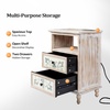 image:imageVINGLI White Nightstand with Charging Station 287 Tall Night Stand French Country Nightstand for Bedroom Bedside Table White Vintage with Solid Wood Legs 1417 D x 1969 W x 2874 H1969W x 1417D x 2874H