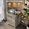 image:imageVINGLI White Nightstand with Charging Station High Gloss Led Night Stand with Drawers End Table Bedside Table Smart Nightstand Modern Small Night Stand for Bedroom 1563 W1161 D2362 HGrey