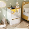 image:imageVINGLI White Nightstand with Charging Station High Gloss Led Night Stand with Drawers End Table Bedside Table Smart Nightstand Modern Small Night Stand for Bedroom 1563 W1161 D2362 HHigh Gloss White