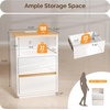 image:imageVINGLI White Nightstand with Charging Station High Gloss Led Night Stand with Drawers End Table Bedside Table Smart Nightstand Modern Small Night Stand for Bedroom 1563 W1161 D2362 HHigh Gloss White