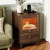 image:imageVINGLI White Nightstand with Charging Station High Gloss Led Night Stand with Drawers End Table Bedside Table Smart Nightstand Modern Small Night Stand for Bedroom 1563 W1161 D2362 HWalnut
