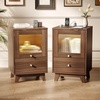 image:imageVINGLI White Nightstand with Charging Station High Gloss Led Night Stand with Drawers End Table Bedside Table Smart Nightstand Modern Small Night Stand for Bedroom 1563 W1161 D2362 HWalnut