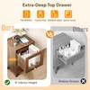 image:imageVINGLI White Nightstand with Charging Station High Gloss Led Night Stand with Drawers End Table Bedside Table Smart Nightstand Modern Small Night Stand for Bedroom 1563 W1161 D2362 HWalnut