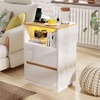 image:imageVINGLI White Nightstand with Charging Station High Gloss Led Night Stand with Drawers End Table Bedside Table Smart Nightstand Modern Small Night Stand for Bedroom 1563 W1161 D2362 HHigh Gloss White