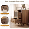 image:imageVINGLI White Nightstand with Charging Station High Gloss Led Night Stand with Drawers End Table Bedside Table Smart Nightstand Modern Small Night Stand for Bedroom 1563 W1161 D2362 HWalnut