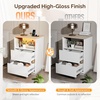 image:imageVINGLI White Nightstand with Charging Station High Gloss Led Night Stand with Drawers End Table Bedside Table Smart Nightstand Modern Small Night Stand for Bedroom 1563 W1161 D2362 HHigh Gloss White