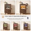 image:imageVINGLI White Nightstand with Charging Station High Gloss Led Night Stand with Drawers End Table Bedside Table Smart Nightstand Modern Small Night Stand for Bedroom 1563 W1161 D2362 HWalnut