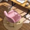 image:imageVINGLI Wide Criss Cross Legged Office ChairButtprint Ergonomic Desk Chair Comfy with PillowampGold BaseDualUse withno WheelsAdjustable Vanity Swivel Chair for BedroomHome OfficeTeddy PlushPurpleIris Purple
