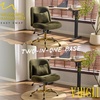image:imageVINGLI Wide Criss Cross Legged Office ChairButtprint Ergonomic Desk Chair Comfy with PillowampGold BaseDualUse withno WheelsAdjustable Vanity Swivel Chair for BedroomHome OfficeTeddy PlushPurpleOlive Green