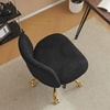 image:imageVINGLI Wide Criss Cross Legged Office ChairButtprint Ergonomic Desk Chair Comfy with PillowampGold BaseDualUse withno WheelsAdjustable Vanity Swivel Chair for BedroomHome OfficeTeddy PlushPurpleElegant Black