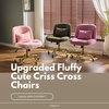 image:imageVINGLI Wide Criss Cross Legged Office ChairButtprint Ergonomic Desk Chair Comfy with PillowampGold BaseDualUse withno WheelsAdjustable Vanity Swivel Chair for BedroomHome OfficeTeddy PlushPurpleOlive Green