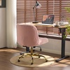 image:imageVINGLI Wide Criss Cross Legged Office ChairButtprint Ergonomic Desk Chair Comfy with PillowampGold BaseDualUse withno WheelsAdjustable Vanity Swivel Chair for BedroomHome OfficeTeddy PlushPurplePetal Pink