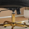 image:imageVINGLI Wide Criss Cross Legged Office ChairButtprint Ergonomic Desk Chair Comfy with PillowampGold BaseDualUse withno WheelsAdjustable Vanity Swivel Chair for BedroomHome OfficeTeddy PlushPurpleElegant Black
