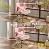 image:imageVINGLI Wide Criss Cross Legged Office ChairButtprint Ergonomic Desk Chair Comfy with PillowampGold BaseDualUse withno WheelsAdjustable Vanity Swivel Chair for BedroomHome OfficeTeddy PlushPurplePetal Pink