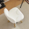 image:imageVINGLI Wide Criss Cross Legged Office ChairButtprint Ergonomic Desk Chair Comfy with PillowampGold BaseDualUse withno WheelsAdjustable Vanity Swivel Chair for BedroomHome OfficeTeddy PlushPurpleCherished White