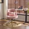 image:imageVINGLI Wide Criss Cross Legged Office ChairButtprint Ergonomic Desk Chair Comfy with PillowampGold BaseDualUse withno WheelsAdjustable Vanity Swivel Chair for BedroomHome OfficeTeddy PlushPurplePetal Pink