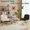 image:imageVINGLI Wide Criss Cross Legged Office ChairButtprint Ergonomic Desk Chair Comfy with PillowampGold BaseDualUse withno WheelsAdjustable Vanity Swivel Chair for BedroomHome OfficeTeddy PlushPurpleElegant Black