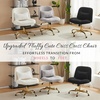 image:imageVINGLI Wide Criss Cross Legged Office ChairButtprint Ergonomic Desk Chair Comfy with PillowampGold BaseDualUse withno WheelsAdjustable Vanity Swivel Chair for BedroomHome OfficeTeddy PlushPurpleElegant Black