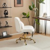 image:imageVINGLI Wide Criss Cross Legged Office ChairButtprint Ergonomic Desk Chair Comfy with PillowampGold BaseDualUse withno WheelsAdjustable Vanity Swivel Chair for BedroomHome OfficeTeddy PlushPurpleCherished White