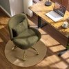 image:imageVINGLI Wide Criss Cross Legged Office ChairButtprint Ergonomic Desk Chair Comfy with PillowampGold BaseDualUse withno WheelsAdjustable Vanity Swivel Chair for BedroomHome OfficeTeddy PlushPurpleOlive Green