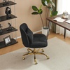 image:imageVINGLI Wide Criss Cross Legged Office ChairButtprint Ergonomic Desk Chair Comfy with PillowampGold BaseDualUse withno WheelsAdjustable Vanity Swivel Chair for BedroomHome OfficeTeddy PlushPurpleElegant Black
