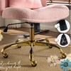 image:imageVINGLI Wide Criss Cross Legged Office ChairButtprint Ergonomic Desk Chair Comfy with PillowampGold BaseDualUse withno WheelsAdjustable Vanity Swivel Chair for BedroomHome OfficeTeddy PlushPurplePetal Pink