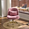 image:imageVINGLI Wide Criss Cross Legged Office ChairButtprint Ergonomic Desk Chair Comfy with PillowampGold BaseDualUse withno WheelsAdjustable Vanity Swivel Chair for BedroomHome OfficeTeddy PlushPurpleIris Purple