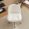 image:imageVINGLI Wide Criss Cross Legged Office ChairButtprint Ergonomic Desk Chair Comfy with PillowampGold BaseDualUse withno WheelsAdjustable Vanity Swivel Chair for BedroomHome OfficeTeddy PlushPurpleCherished White