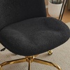 image:imageVINGLI Wide Criss Cross Legged Office ChairButtprint Ergonomic Desk Chair Comfy with PillowampGold BaseDualUse withno WheelsAdjustable Vanity Swivel Chair for BedroomHome OfficeTeddy PlushPurpleElegant Black