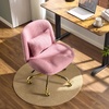 image:imageVINGLI Wide Criss Cross Legged Office ChairButtprint Ergonomic Desk Chair Comfy with PillowampGold BaseDualUse withno WheelsAdjustable Vanity Swivel Chair for BedroomHome OfficeTeddy PlushPurpleIris Purple
