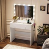 image:imageVINGLI 315 Small Vanity Desk with Mirror and Lights Glass Top Makeup Vanity Table White Dressing Table wHollywood Bulbs amp Big Mirror Corner Vanity for Bedroom Girls VanitiesWhite