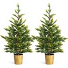 image:imageVINGLI 4ft White Christmas Tree with Plastic Pot 200 Mixed Pine amp PVC Tips Small Artificial Xmas Tree Perfect for Bedroom Office Desk Apartment Dorm Small Spaces Holiday Decor 2 PackGreen