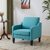 image:imageVINGLI Chair Teal Blue Upholstered Linen Accent Chair for Living Room Bedroom MidCentury Modern Arm Chair Comfy Reading Chair with Scooped Arms