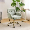 image:imageVINGLI Comfy Fuzzy Vanity Chair Swivel Makeup Chair with Wheels Upholstered Height Adjustable Armchair with Gold Base Modern Ergonomic Desk Chair for Bedroom Home Office Pure WhiteOlive Green