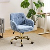 image:imageVINGLI Comfy Fuzzy Vanity Chair Swivel Makeup Chair with Wheels Upholstered Height Adjustable Armchair with Gold Base Modern Ergonomic Desk Chair for Bedroom Home Office Pure WhiteBlue