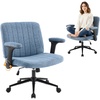 image:imageVINGLI Criss Cross Chair with Adjustable FlipUp ArmsCross Legged Chair with WheelsExtra Wide Office ChairDesk Chair for Home OfficeVanityBedroom ApartmentStarry ChenilleDark GreyNavy Blue