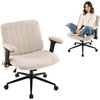 image:imageVINGLI Criss Cross Chair with Adjustable FlipUp ArmsCross Legged Chair with WheelsExtra Wide Office ChairDesk Chair for Home OfficeVanityBedroom ApartmentStarry ChenilleDark GreyKhaki