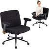 image:imageVINGLI Criss Cross Chair with Adjustable FlipUp ArmsCross Legged Chair with WheelsExtra Wide Office ChairDesk Chair for Home OfficeVanityBedroom ApartmentStarry ChenilleDark GreyBlack