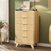 image:imageVINGLI Fluted Dresser for Bedroom 6 Drawer Dresser wRounded Edges Mid Century Modern Dressers Natural Wood Color 468 W156 D31 HOak