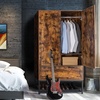 image:imageVINGLI Fluted Wardrobe Closet Armoire with Doors And Drawers White Wardrobe Cabinet with Hanging Rack Bedroom Closet Wood Free Standing Armoire with Shelf and Solid Wood Legs 315W197D693HRustic Brown
