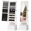 image:imageVINGLI LED Jewelry Cabinet Armoire Lockable Full Length Mirror with Storage Large Capacity Jewelry Organizer with 2 Drawers Free Standing Makeup Vanity for Bedroom White