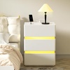 image:imageVINGLI LED Nightstand with Charging Station 3 Drawer Nightstand White Nightstand Acrylic Nightstand Smart Nightstand Wood Nightstand Bedroom Modern Night Stand Bedside Table End TableWhite
